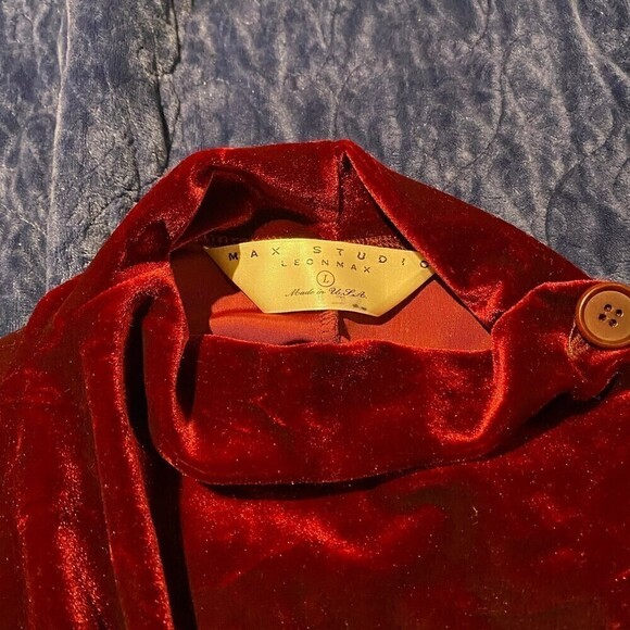 Max Studio Leon Max long knit wine velour velveteen dress Size Sz Large - Picture 8 of 9